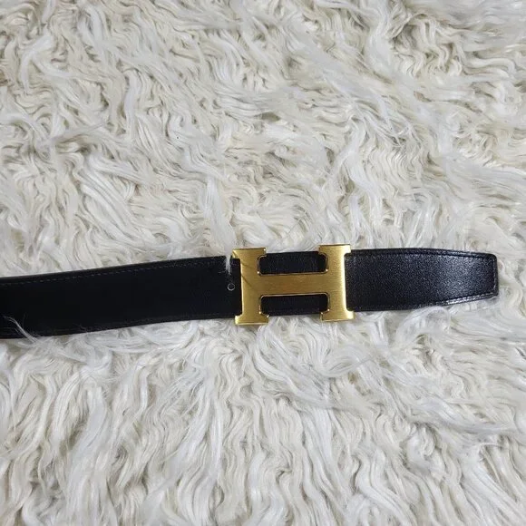 Hermès Reversible Black/Brown Constance H Belt #85 Brushed Gold Buckle - Picture 10 of 12